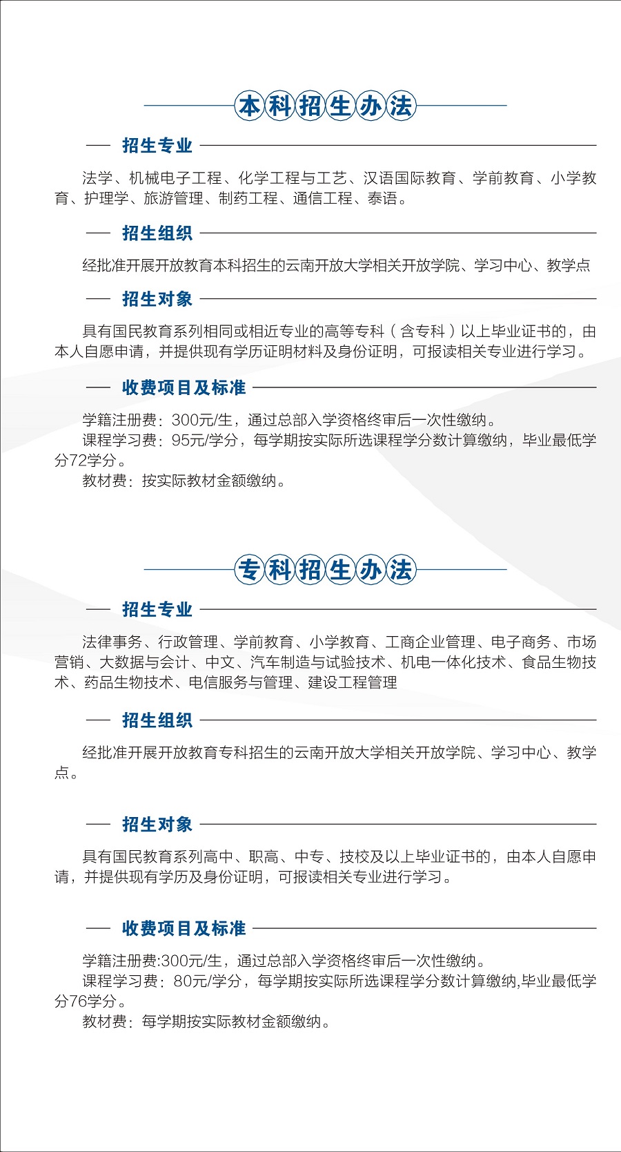 云南开放大学2021招生简章