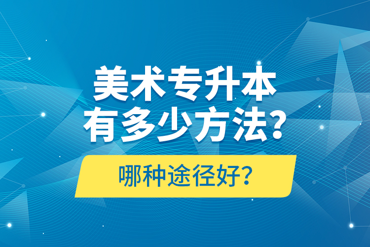 美术专升本有多少方法？哪种途径好？