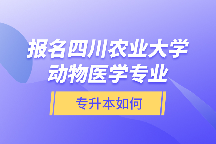 报名四川农业大学动物医学专业专升本如何？